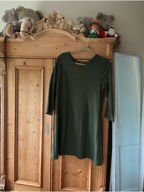 Isaac Mizrahi Olive Green Long Sleeve A-Line Dress